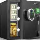 Kavey 1.8 Cub Fireproof Safe, Biometric Safe Box with Backlit Keypad, Heavy Fireproof Safe Box with Dual Alarm System, Mute Function, Home Safe for Home Hotel Valuables, KFS-40W
