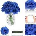 LELEE 108pcs Roses Head Flowers with Stem - Royal Blue Artificial Flowers Rose Bulk - Silk Rose Fake Flower for Wedding Bouquet Party Home Decor DIY Baby Shower Centerpieces Tables Decoration