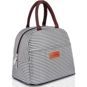 BALORAY Lunch Bag for Women Men Insulated Lunch Box for Adult Reusable Lunch Tote Bag for Work, Picnic or Travel(Black White Stripes)