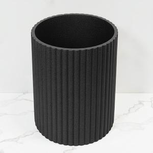 Black Luxury Stone Bathroom Trash Can, Modern Bathroom Office Trash Can, Resin Wastebasket, Garbage Receptacle Bin for Bathrooms, Offices, Powder Rooms, Kitchens (Black)
