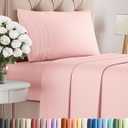 Twin Size 3 Piece Sheet Set - Comfy Breathable & Cooling Sheets - Hotel Luxury Bed Sheets for Women & Men - Deep Pockets, Easy-Fit, Extra Soft & Wrinkle Free Sheets - Baby Pink Oeko-Tex Bed Sheet Set