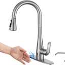 Touchless Kitchen Faucet with Soap Dispenser and Pull Down Sprayer - Single Handle Sensor Kitchen Sink Faucet, 1 or 3 Hole Design for Modern Farmhouse Kitchens, Rv, and Bar Sinks(Brushed Nickel)