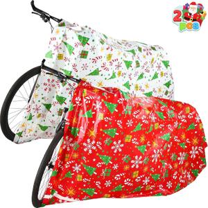 JOYIN 2 PCs Jumbo present Bags 60 x 72 with Gift Tags for Heavy Duty Large Gifts Bags, Holiday Plastic Presents Bicycle, Christmas Season Gift Decorations, present Giving (Red+White)