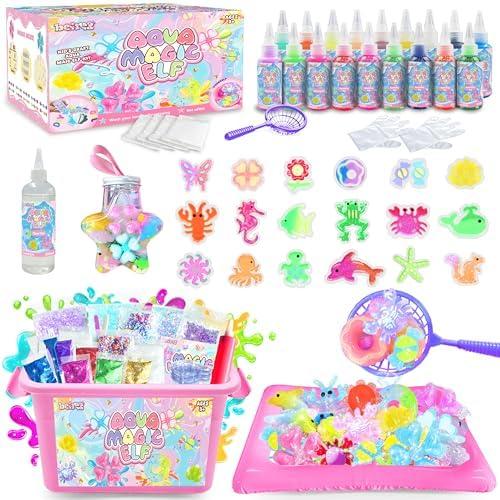 BEIREG Magic Squishy Elf Water Toy kit, Aqua Water Fairy Kit with 19 Color, 300ml Clear Gel, 18 Shape Molds, DIY Magic Gel Art Crafts Kit for Kids Birthday Gift