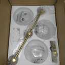 Vintage Gold Bathroom Vanity Light Fixture, 3-Light with Rose Pattern Crystal Glass Shade, Retro Brushed Gold Finish