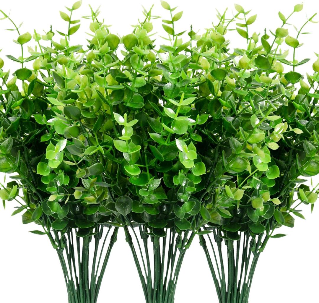 Leyaron 9 Bundles Fake Plants Artificial Boxwood Greenery 63 Stems Fade Resistant Faux Plastic Plants for Garden Farmhouse Porch Patio Window Box Wedding Office Home Indoor Outdoor Decor
