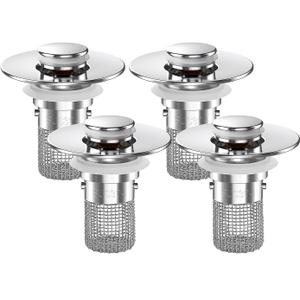 Sink Stopper Hair Catcher,(4PCS) Pop-up Sink Drain Strainer with Removable Stainless Steel Strainer Basket Hair Catcher, Bathroom Sink Strainer for Bathroom Sink Stopper Replacement