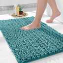 Yimobra Bathroom Rug Mat 24 x 17, Extra Soft Non Slip Absorbent Water Bath Rug, Quick Dry Machine Washable Polyester Shaggy Shower Mat, Bath Mat for Bathroom Floor, Home Decor Accessories, Teal Blue