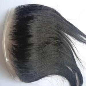 Mens Toupee Hair Piece for Men Frontal Forehead Hairpiece V-shape Natural Hairline Skin PU Around Hair Base Size 0.59x6.29 inch Natural Black