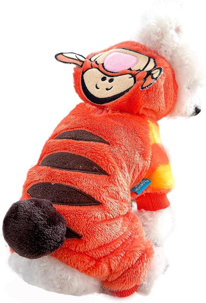 Tiger Dog Halloween Costume - Funny Dog Costumes for Large Dogs, Pet Clothes Cosplay Jumpsuit Outfit for Puppy - Christmas Parade Photo Props Special Events