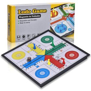 Quadpro Magnetic Ludo Board Game Set with Folding Board Classic Travel Games for Kids and Adults - 9.84 Inches