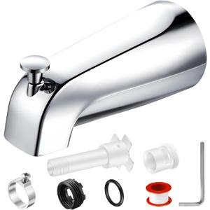 Enhon Tub Spout, Universal Fits 1/2'' Copper Pipe, 1/2'' IPS and 3/4'' IPS, Bathroom Bathtub Tub Faucet Replacement with Adapters (with Diverter,Chrome)