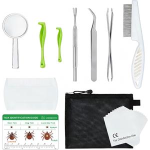 Tick Removal Tool & Twister Kit for Dogs, Cats & Humans, 10-in-1 Stainless Steel Tick Removers & Tick Puller Set - Professional Tick Tweezers Tool for Camping, Hiking & Dog Tick Remover