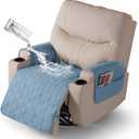 VANSOFY Recliner Chair Covers 100% Waterproof Seat Cover with Arm Reclining Cover Non-Slip Recliner Chair Covers Furniture Protector Washable Slipcover with Pocket for Pets, Dogs(Azuree, 25")