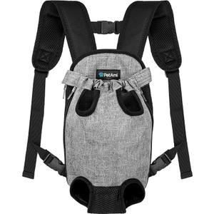 PetAmi Dog Carrier Backpack, Adjustable Pet Cat Front Carrier Backpack, Ventilated Dog Chest Carrier for Hiking Camping Travel, Sling Bag for Small Medium Dog Cat Puppies, Small, 5-9 lbs, Grey