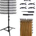 Braiding Hair Rack Standing Extension Holder Hanger, 144 Pegs Divider for Separator Stand Display (Black)
