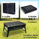 Portable Charcoal Grill for Camping Tailgating Beach Boating Foldable Small Barbeque Grill for Outdoors Lightweight Tabletop BBQ Grill Set with Tongs Gloves Scrubber (14''x10'')