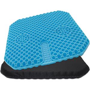 KR Large Gel Seat Cushion, Cooling seat Cushion, Absorbs Pressure Points, Blue Seat Cushion, Wheelchair Cushions, Gel Cushion for Office Chair Home Car seat Cushion, with 1 Non-Slip Cover