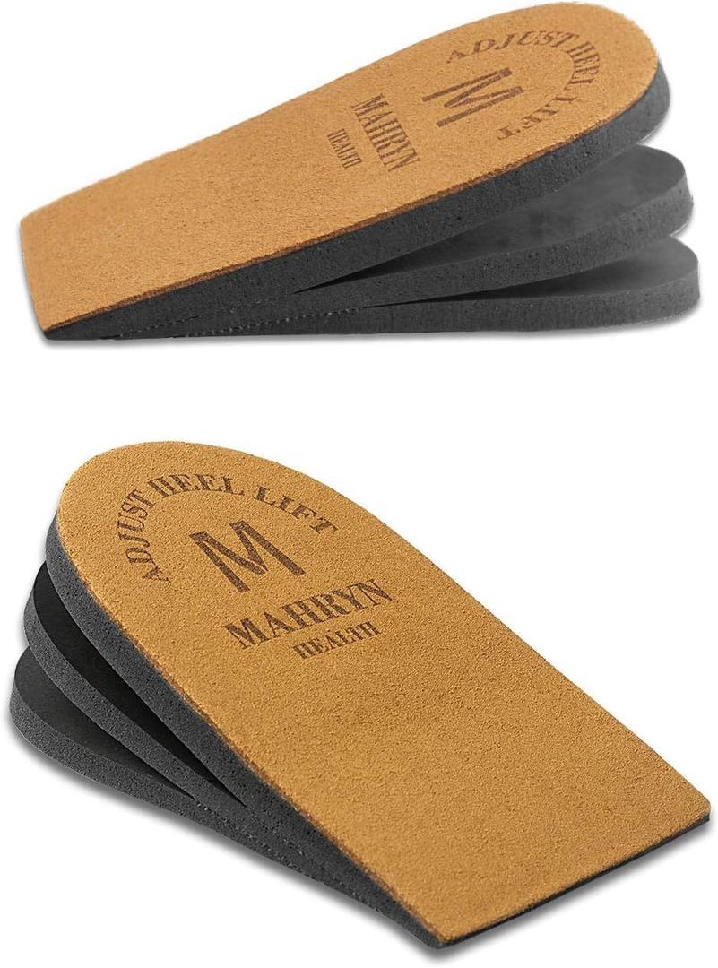 Adjustable Orthopedic Heel Lift for Leg Length Discrepancies and Heel Pain,Sports Injuries,and Achilles tendonitis,Height Increase Insoles (Medium(1 Pair), Brown)