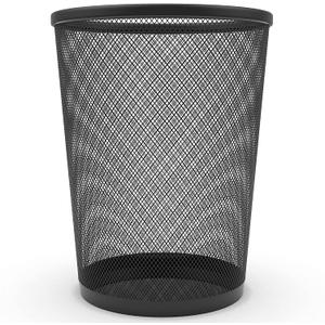 Zuvo Mesh Wastebasket Black Metal Wire Garbage Trash Can for Office Home Bedroom Height 10.1" Width 10", 4 Gallon (16 Quart) (1, Black)