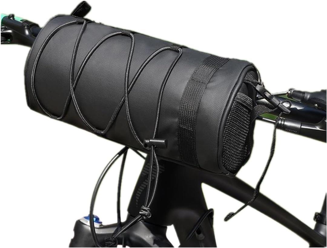 Bike Handlebar Bag, 2.4L Large Capacity Bicycle Front Storage Pouch with Detachable Shoulder Strap, Waterproof Universal Fit for MTB Road Bike Folding Bike Scooter (Black)