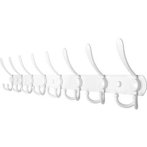WEBI Coat Rack Wall Mount long,8 Tri Hooks for Hanging,30 inch Hook Rack Rail,Coat Hanger Wall Mounted for Clothes,Jacket,Hats,White