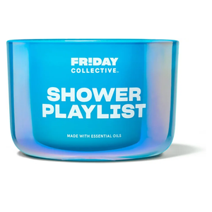 Friday Collective Shower Playlist Candle Fresh & Clean Scented Made with Essential Oils 3 Wicks 13.5 oz