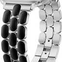 Wearlizer Metal Band Compatible with Apple Watch Bands for Women 44/45/46/49/42mm, Enamel Stainless Steel Strap for iWatch Series 3/2/1