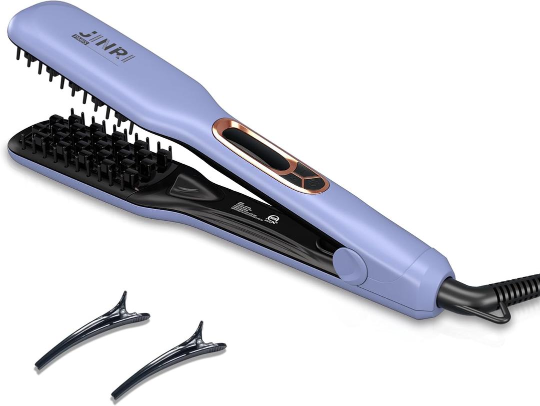 JINRI Hair Brush, Pumped-Up Volume, Hair Iron, Adjustable Temp, 360  Tail Rotation, Lasting Volume, for Short Or Thin Hair, Dual Voltage (100-240V), Volumizing Hair Iron, (Purple, 1.25 inch)