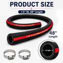 1.5" ID 48" Length Flexible Marine Fuel Filler Hose for FillerNeck with Two Hose Clamps, Fuel Tank Vent and Exhaust Hose, 1-1/2 Fuel Fill/Marine Exhaust Hose for Gasoline Methanol Ethanol Fuel, 58524