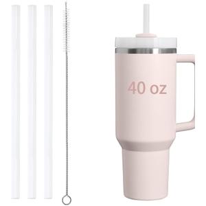 4 x 3 Pack 12" Replacement Straws, Compatible with Stanley Cup 40 ozReusable Straw with Straw Brush for Stanley Cup Accessories, for Stanley StrawsFood Grade & BPA Free(Translucent White)