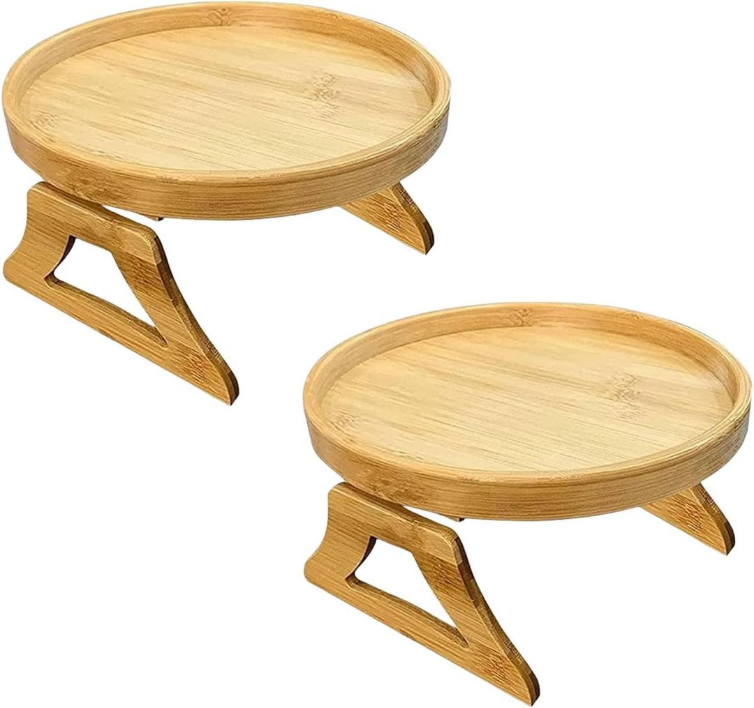 Wood Sofa Armrest Tray, Arm Couch Tray, 2 Pieces, Clip on Tray Sofa Table for Remote, Snacks, Drinks, Phone, Cups,1