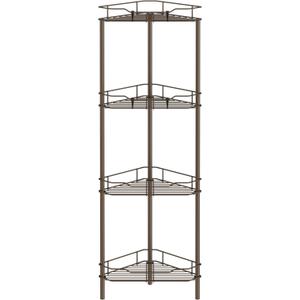 4 Tier Floor Standing Corner Shower Caddy Organizer Shelf with Hooks, Bathroom Shelves Stand Rack, Bronze