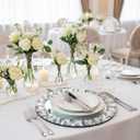12 Pcs 12 Pcs Silver Mirrored Glass Charger Plates 13", Square Diamond Rim