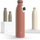 LARS NYSM Stainless Steel Insulated Water Bottle 12oz 17oz 25oz 34oz 51oz | Insulated Thermo Flask for Hot and Cold Beverages | Leakproof Drinking Bottle (Brick Red, 25.4 oz)