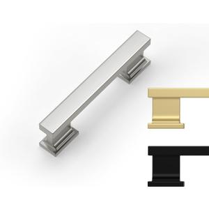 Rergy 20 Pack Cabinet Handles, 3 Inch Hole Center Pulls, Brushed Satin Nickel Kitchen Drawer Pulls and Knobs, Square Hardware for Bathroom Dresser