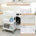 Baby Diaper Caddy Cart 3-Tier Metal Rolling Cart Nursery Storage Organizer for Baby Diapers and Newborn Essentials Storage