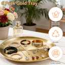 6 Pcs 12 Inch Round Gold Tray - Large Gold Tray Decorative Serving Bar Dish Key Bowl Mirror Dresser Vanity Tray for Jewelry Makeup Organizer, Bathroom, Candle, Perfume, Countertop