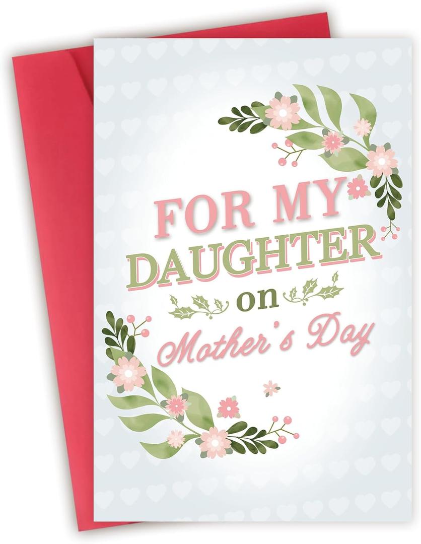 3 x Mother's Day Card for Daughter, Floral Mothers Day Card Gift from Mom or Dad, For My Daughter On Mother's Day, Happy Mothers Day Card