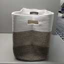 OIAHOMY 108L Large Cotton Rope Basket, Rectangle Woven Baskets for Storage, Nursery Blanket Storage Living Room, Toy Basket With Handle-25x16x16-Gradient Yellow