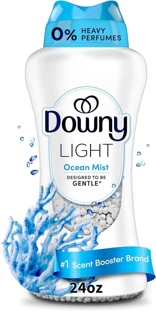 Downy Light Laundry Scent Booster Beads, Ocean Mist Scent, 24 OZ, In-Wash Fabric Beads Designed To Be Gentle With A Light Boost Of Scent, No Heavy Perfumes