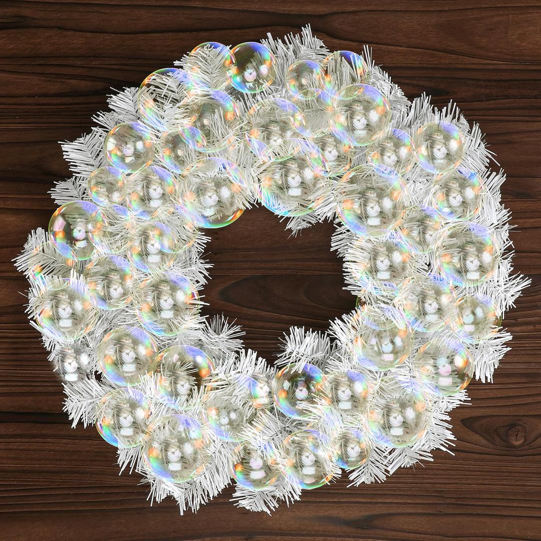 16 Inch Christmas Iridescent Ball Wreath for Front Door Christmas Ornament Garland Decoration Wreath Iridescent Xmas Door Decorative Hanging Ornaments for Holiday Window Party Decor