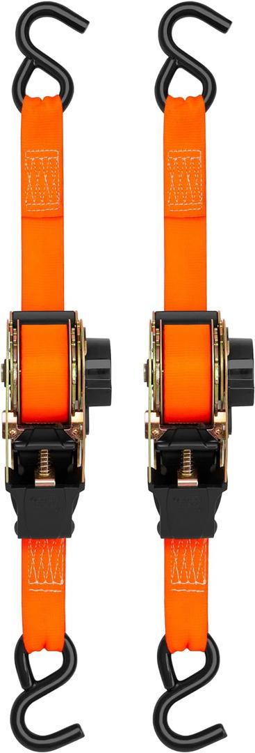 SMARTSTRAPS 10 Retractable Ratchet Straps, 2 Pack  3,000lb Break Strength, 1,000lb Safe Work Load  Haul Motorcycles, Boats, and Appliances with Patented Technology Heavy Duty Ratchet Straps (Orange)