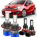 For Kia Soul 2009-2020 Lights Bulbs With Cooling Fan, 800% Brightness Hi and Lo Beam+Fog Light Bulbs, 6000K White, 20000LM Super Bright, Efficient Heat Dissipation, Plug And Play, 4PCS