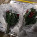 Yunlly 2 Pcs 23.6in Frosted Artificial Cedar Pine Topiary Trees for Front Porch Decor, Outdoor Christmas Tree with Cones Red Berries, Faux Shrubs UV Resistant Fake Bush Greenery for Indoor Garden