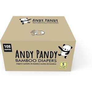 Andy Pandy Bamboo Disposable Diapers Small, 8-16 lbs (3-8 kg), 108 count