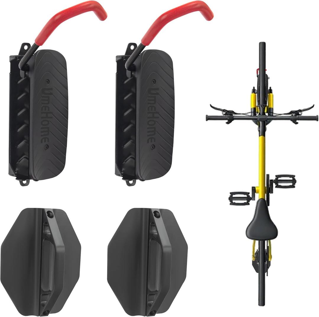 Swivel Bike Wall Mount, Bike Hangers for Garage, Space-Saving Bike Storage, Sturdy Bicycle Rack Can Holds Up to 77 lbs, Easy Install, 2 Pack