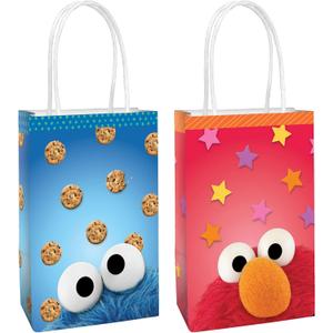 Multicolor Everyday Sesame Street Create Your Own Paper Bag with Add-ons (Pack of 8) - 8.25" x 5" x 3.25" - Perfect for Kids' Parties & Gifts