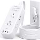 10Ft Extension Cord with Multiple Outlets, Addtam Flat Plug Power Strip Surge Protector Long Cord, Outlet Extender with 6 AC Outlets 3 USB (2 USB C), Multi Plug for Home College Dorm Room Essentials