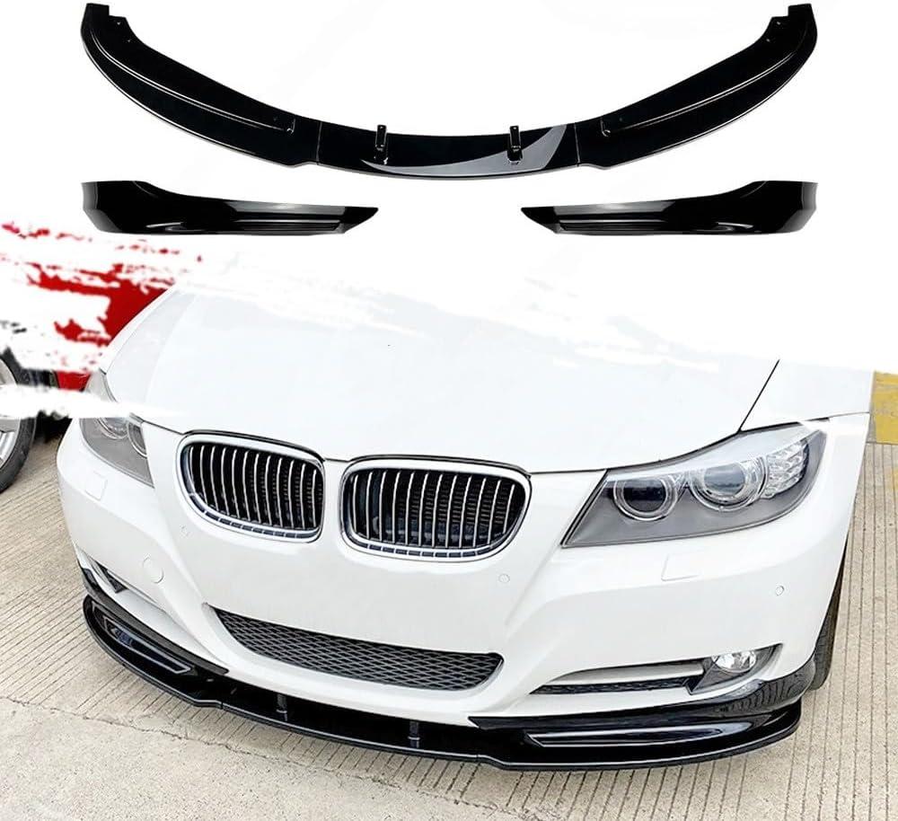 Front Bumper Lip Fits BMW 3-Series Standard E90 E91 LCI 2009-2012 Only,3Pcs Front Bumper Lip Body Kit Spoiler with 2Pcs Front Bumper Corner Aprons,ABS Plastic, Gloss Black